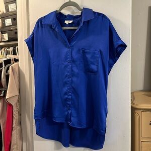 Royal Blue button down top